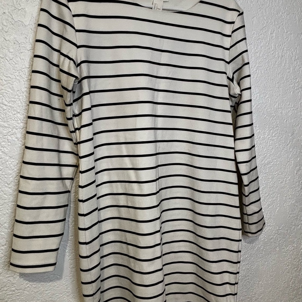 H&M Black and White Striped Midi Dress